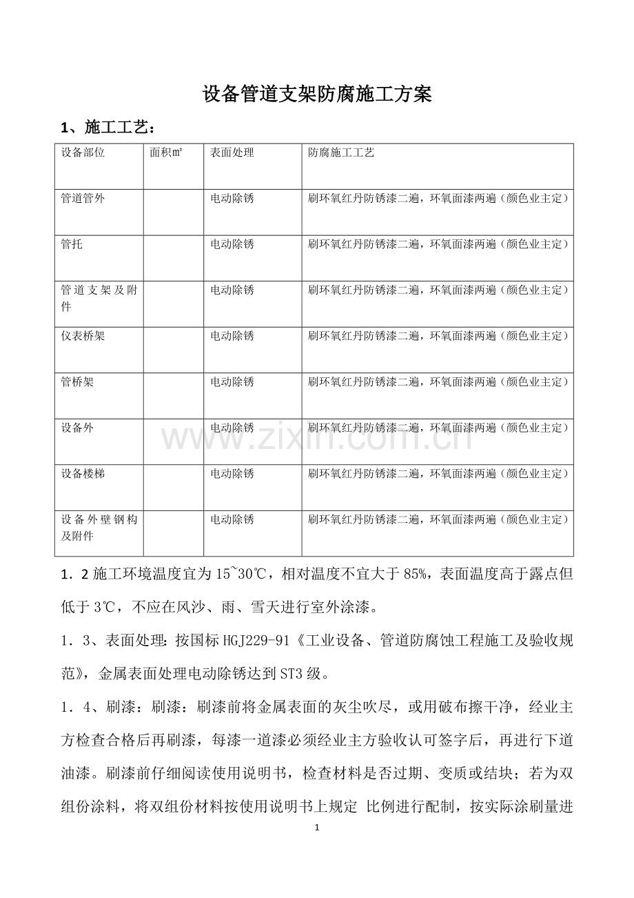 设备管道支架防腐施工方案.docx_第1页