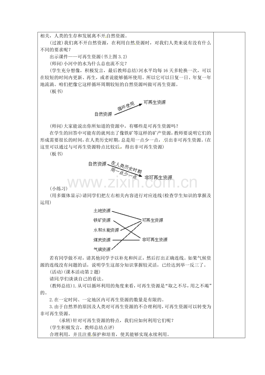 八年级地理上册 3.1 自然资源的基本特征教案 （新版）新人教版-（新版）新人教版初中八年级上册地理教案.doc_第3页