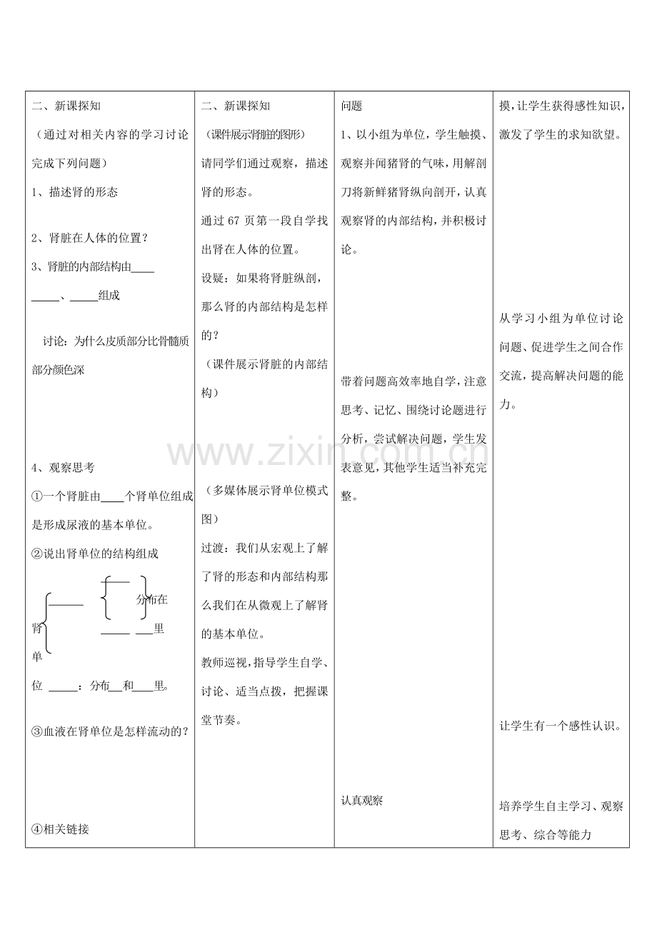 七年级生物下册 人尿的形成与排出教案 济南版.doc_第2页