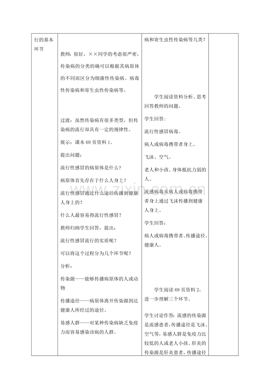 八年级生物下册8.1.1传染病及其预防教案人教新课标版.doc_第3页