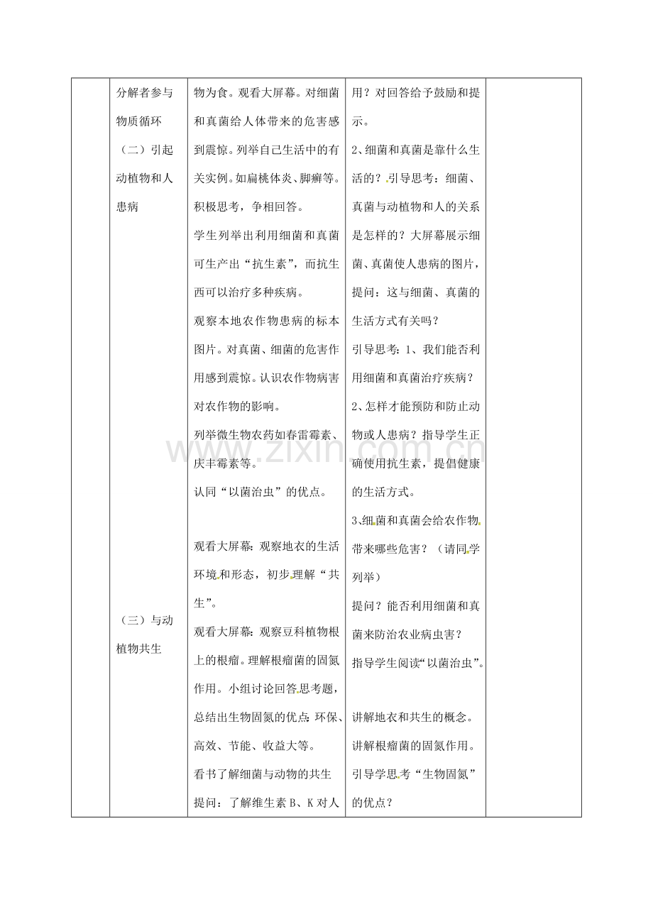 安徽省长丰县八年级生物上册 5.4.4 细菌和真菌在自然界中的作用教案 （新版）新人教版-（新版）新人教版初中八年级上册生物教案.doc_第2页