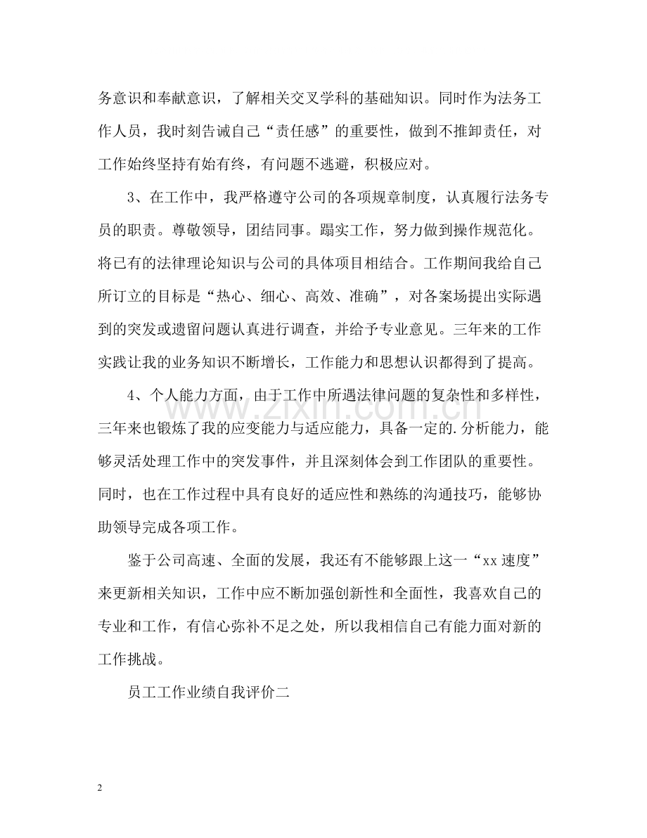 员工工作业绩自我评价.docx_第2页