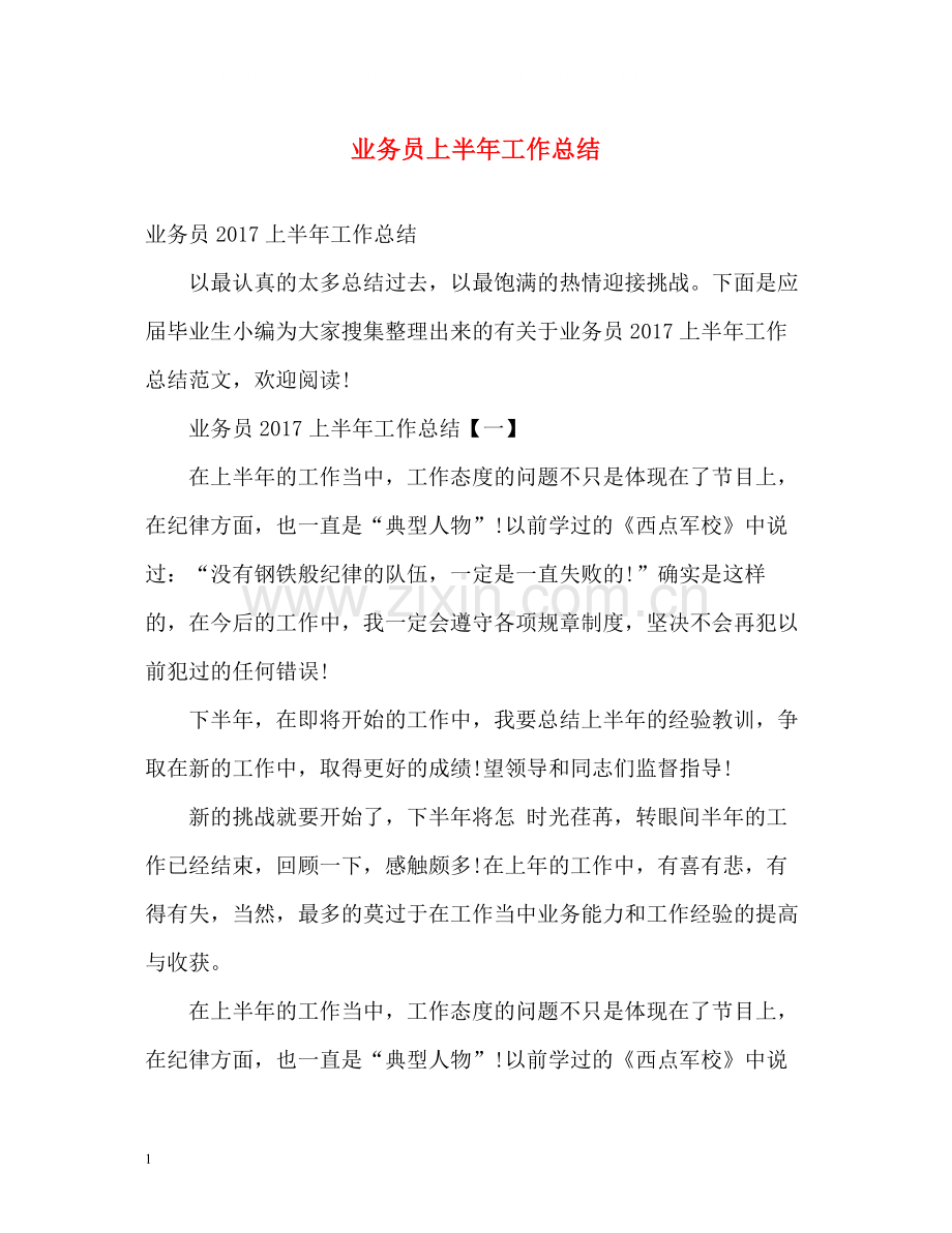 业务员上半年工作总结.docx_第1页