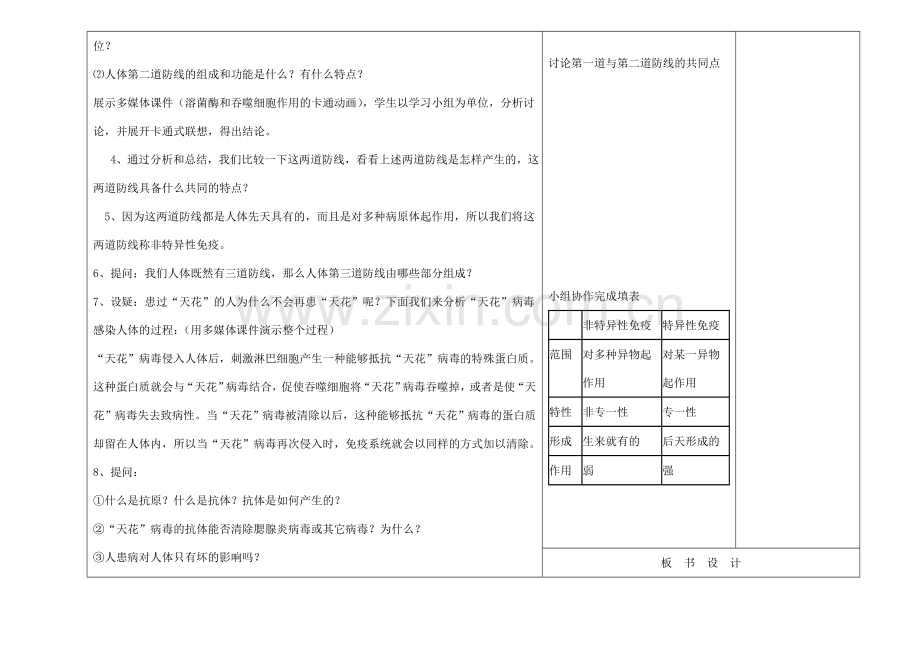 吉林省长春市第一零四中学八年级生物下册 第八单元 第一章 第二节 防疫和计划免疫教案 新人教版.doc_第3页