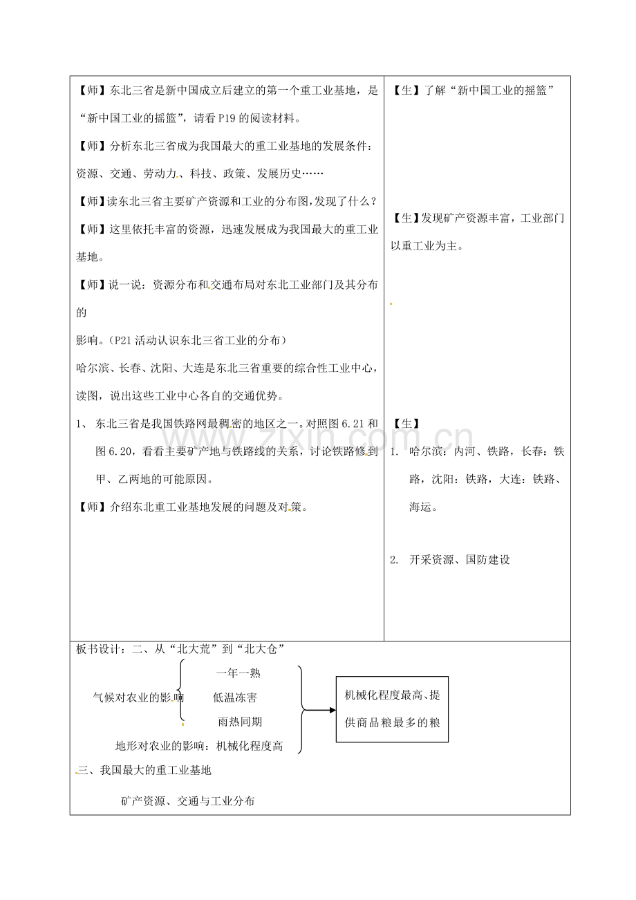 八年级地理下册 6.2“白山黑水”——东北三省教案2 （新版）新人教版-（新版）新人教版初中八年级下册地理教案.doc_第3页