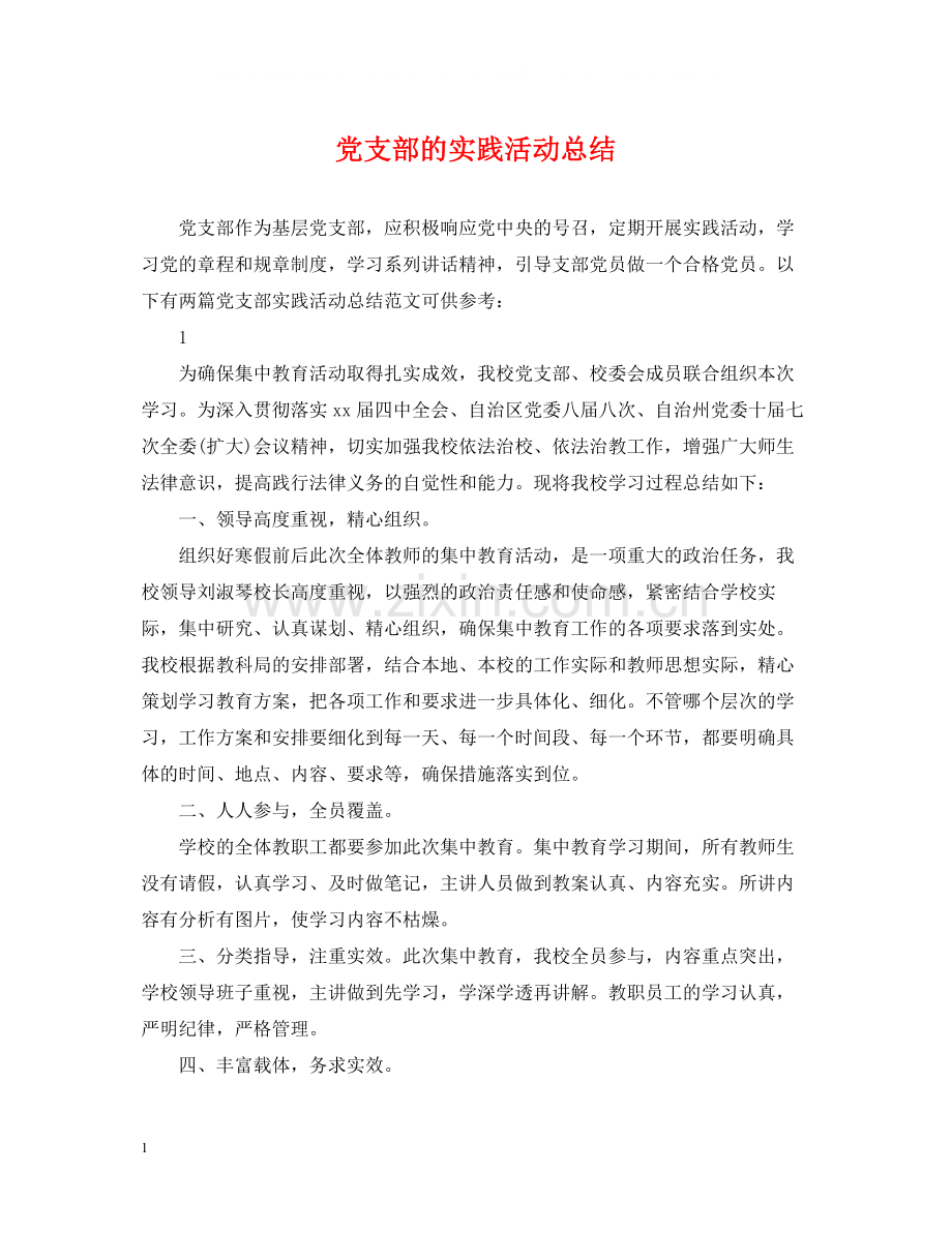 党支部的实践活动总结.docx_第1页