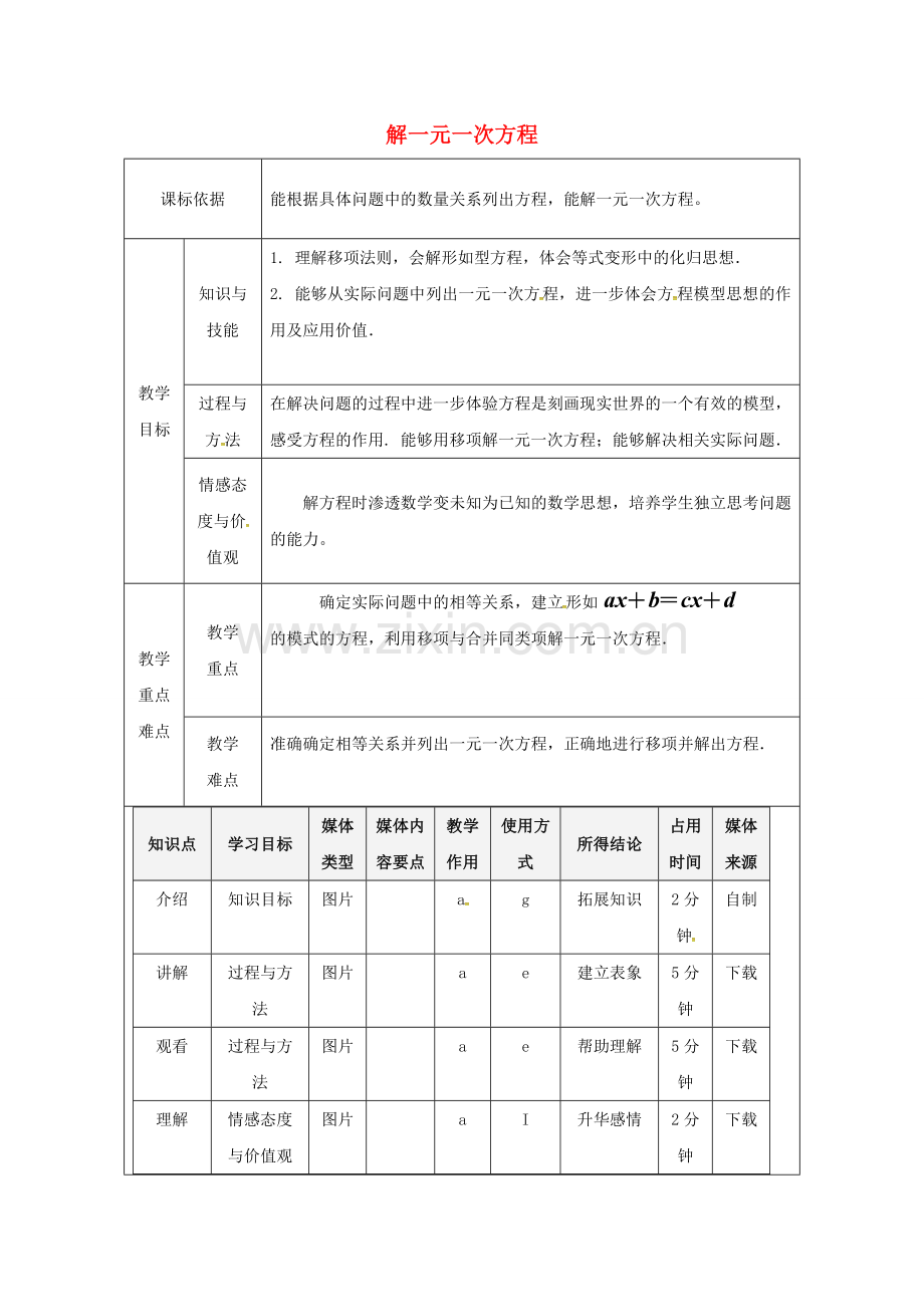 陕西省安康市石泉县池河镇七年级数学上册 3.2 解一元一次方程（一）—合并同类项与移项（2）教案 （新版）新人教版-（新版）新人教版初中七年级上册数学教案.doc_第1页