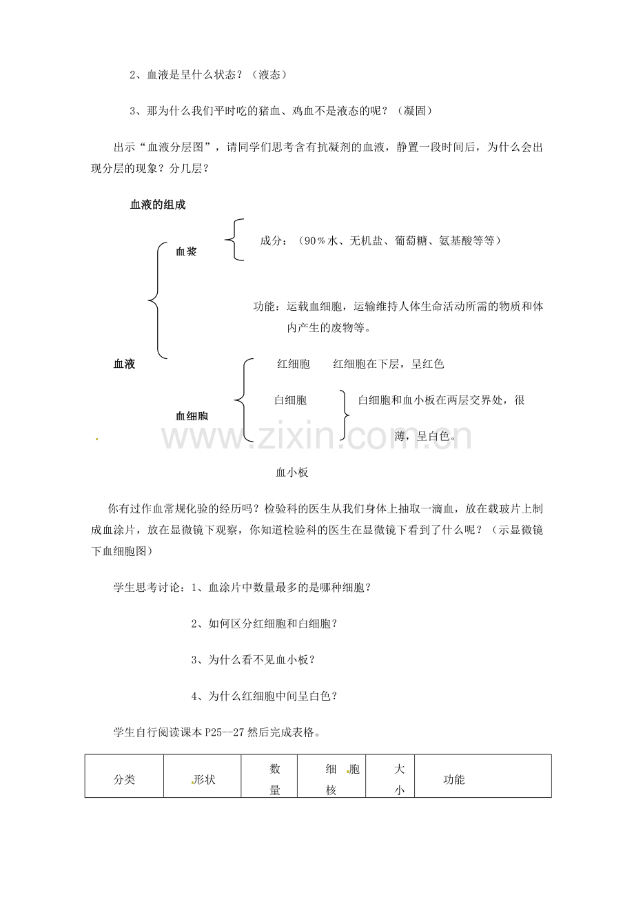 七年级生物下册 第一章 第一节 物质运输的载体教案 冀教版.doc_第2页