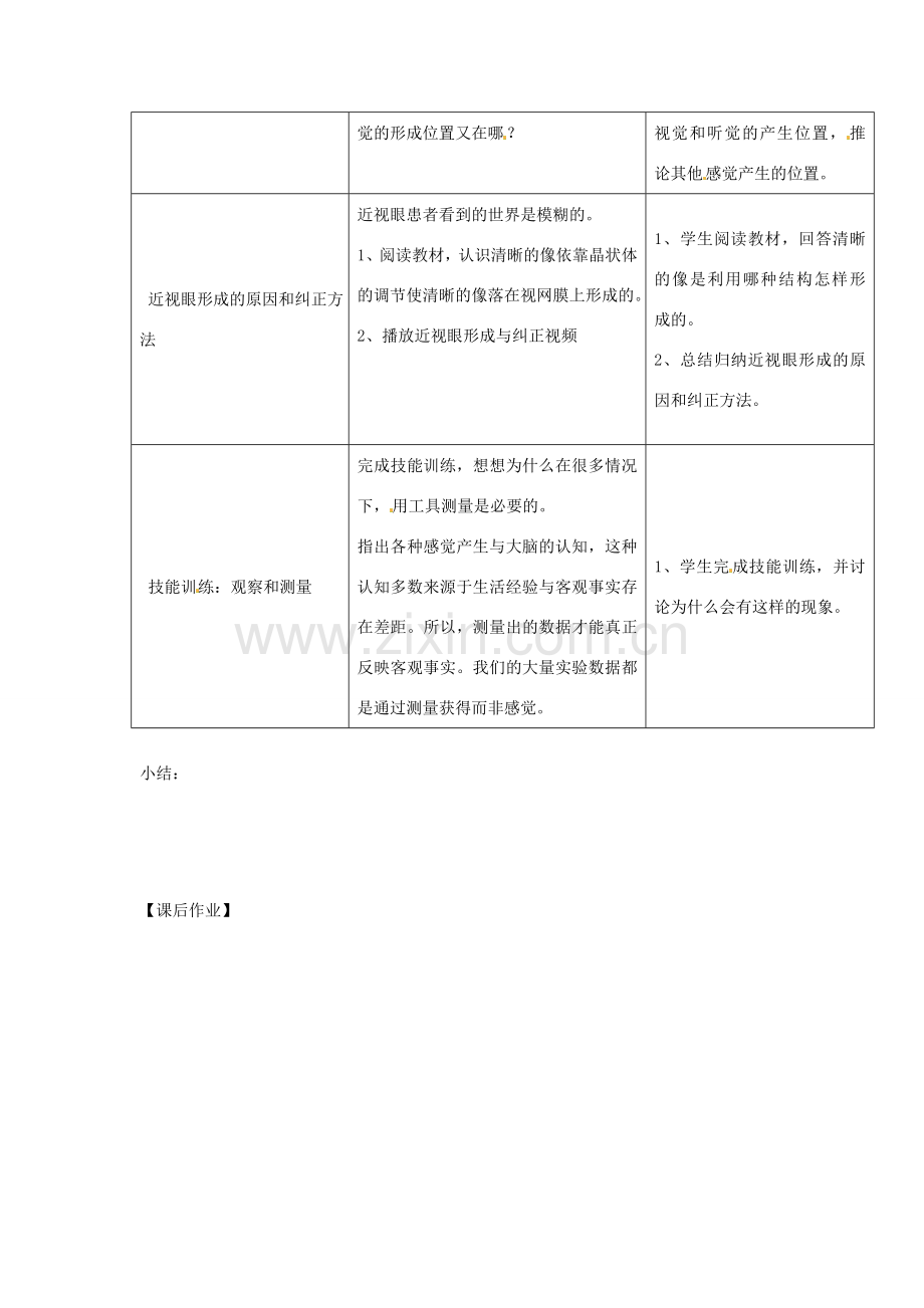 湖南省株洲县渌口镇中学七年级生物下册 第四单元 第六章 第一节 人体对外界环境的感知（第2课时）教案 新人教版.doc_第2页