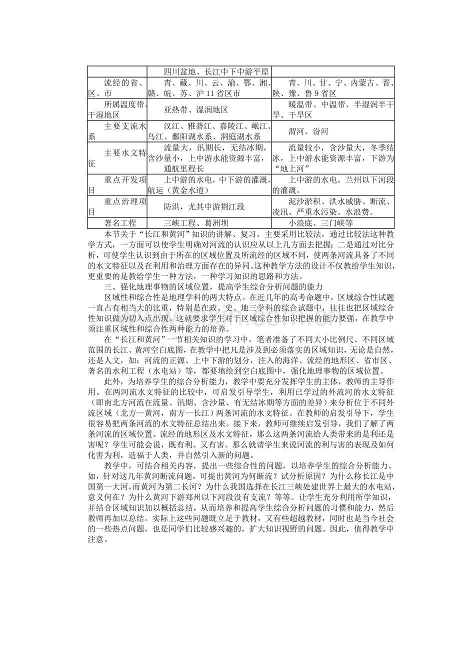 辽宁省沈阳市第四十五中学八年级地理上册 长江和黄河复习说课稿 新人教版.doc_第2页