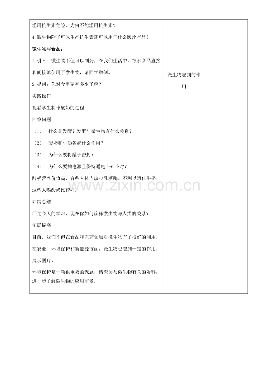 贵州省遵义市八年级生物上册 第18章 第2节 微生物与人类的关系教案 （新版）北师大版-（新版）北师大版初中八年级上册生物教案.doc_第3页