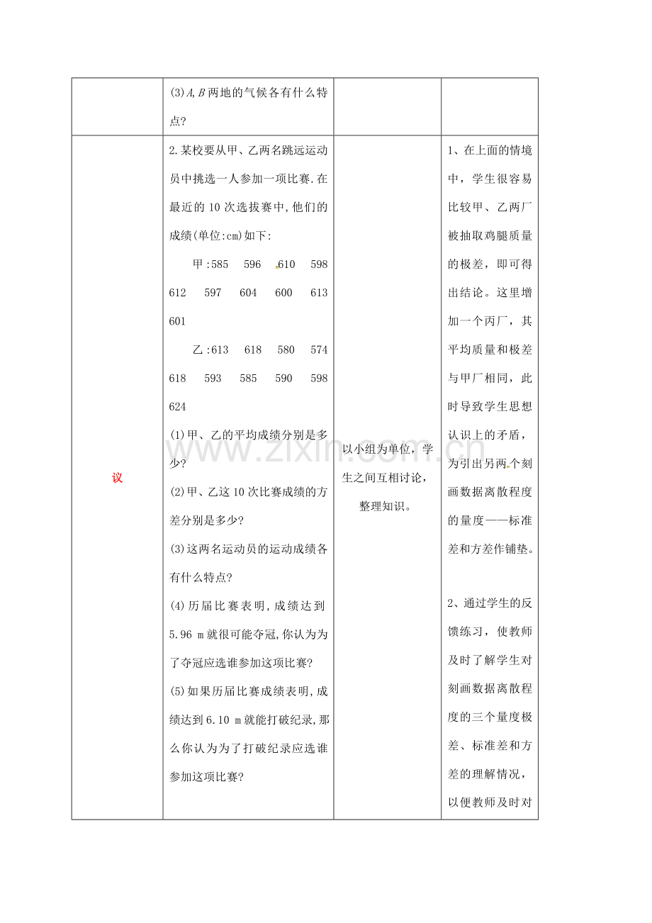 四川省成都市青白江区八年级数学上册 6.4 数据的离散程度教案 （新版）北师大版-（新版）北师大版初中八年级上册数学教案.doc_第3页