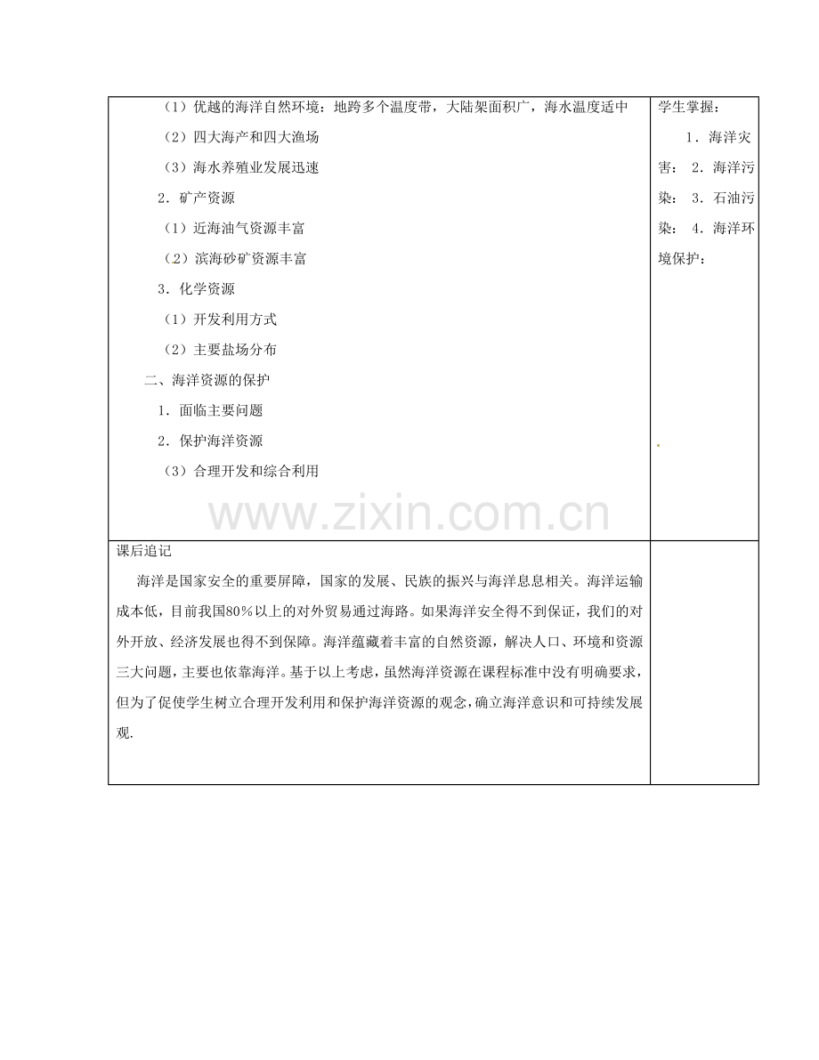 江苏省徐州市铜山区八年级地理上册 3.4中国的海洋资源教案 （新版）湘教版-（新版）湘教版初中八年级上册地理教案.doc_第3页