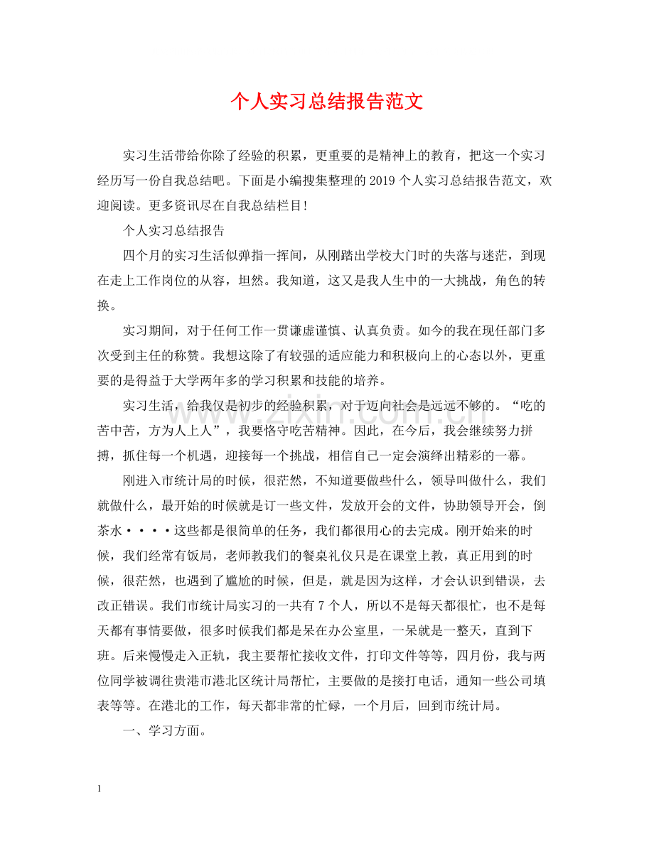 个人实习总结报告范文.docx_第1页