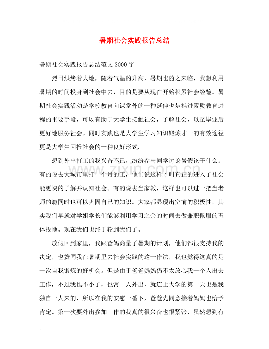 暑期社会实践报告总结.docx_第1页