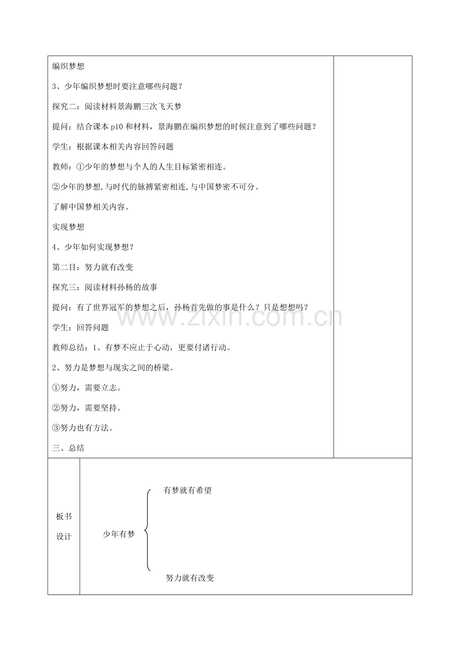 七年级道德与法治上册 第一单元 成长的节拍 第一课 中学时代 第二框 少年有梦教案 新人教版.doc_第2页