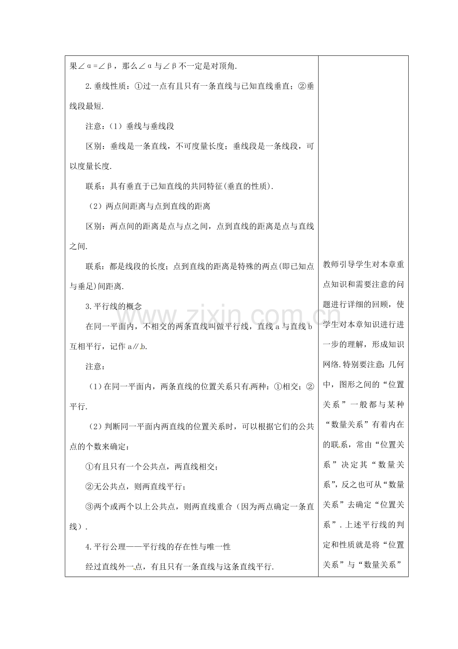 吉林省长春市双阳区七年级数学上册 第五章 相交线与平行线复习课教案2 （新版）华东师大版-（新版）华东师大版初中七年级上册数学教案.doc_第2页