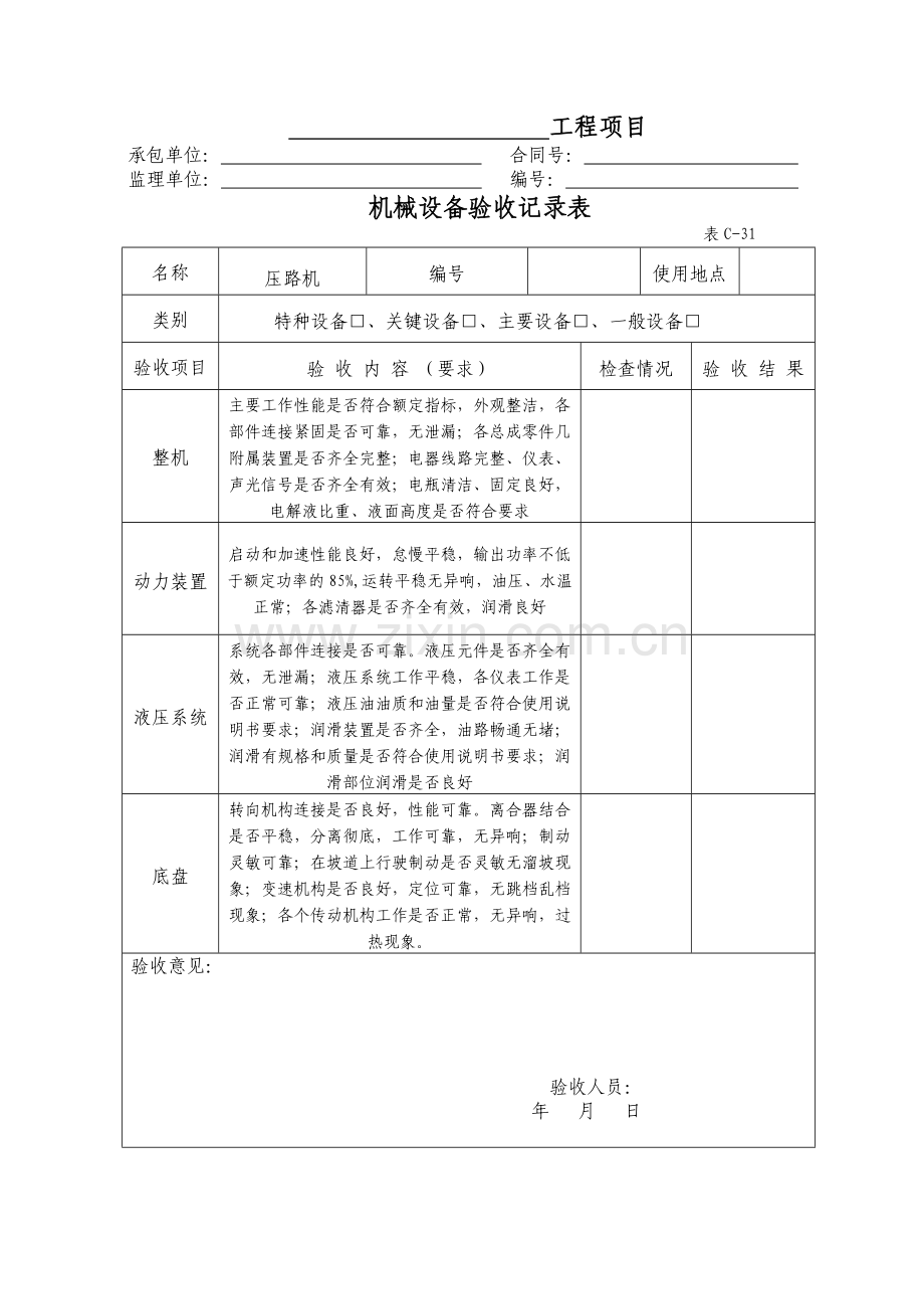 各类机械设备验收记录表.doc_第3页