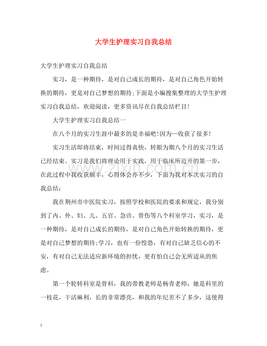 大学生护理实习自我总结2).docx_第1页