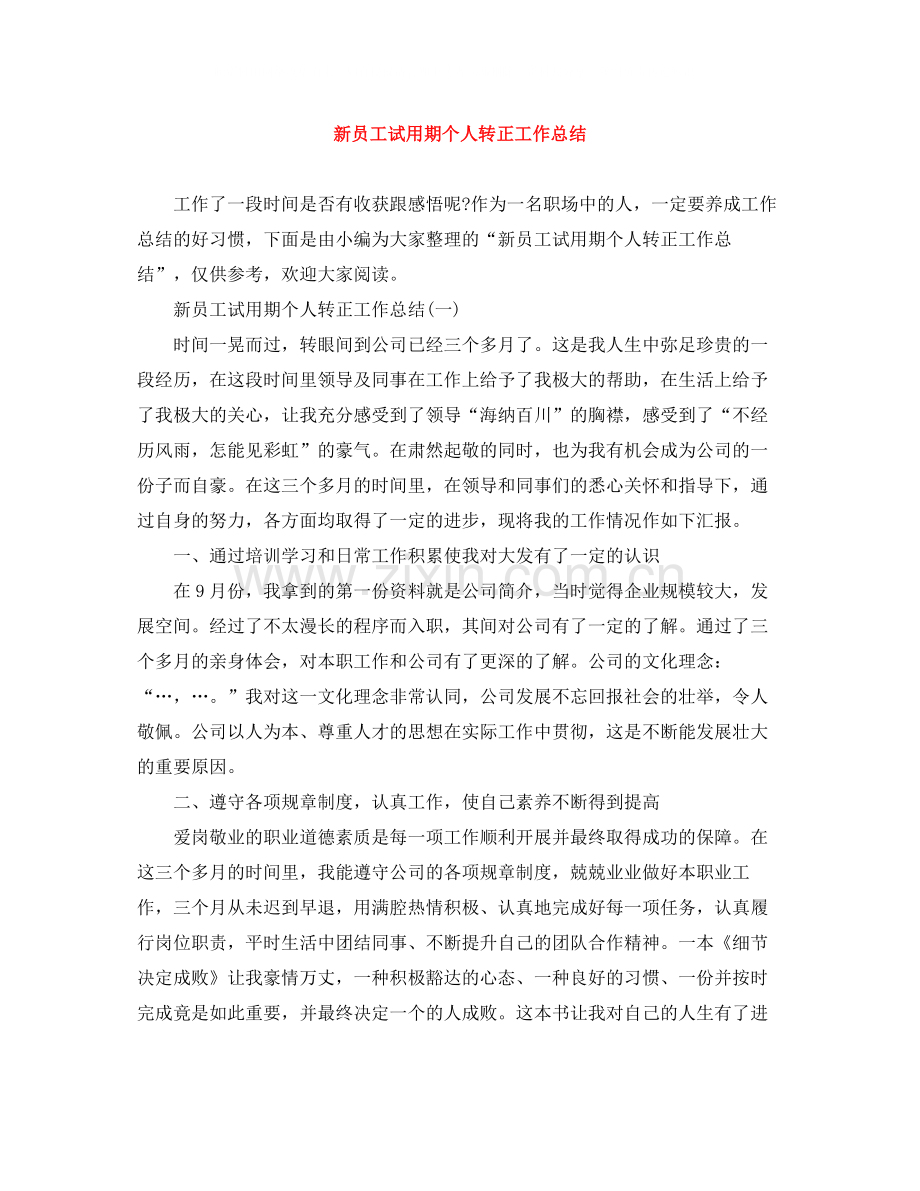 新员工试用期个人转正工作总结.docx_第1页