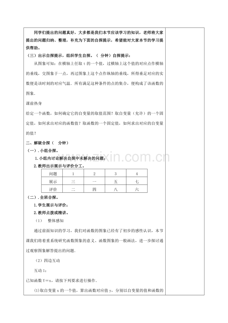 八年级数学下册 17.2 函数的图像 17.2.2 函数的图象教案 （新版）华东师大版-（新版）华东师大版初中八年级下册数学教案.doc_第2页