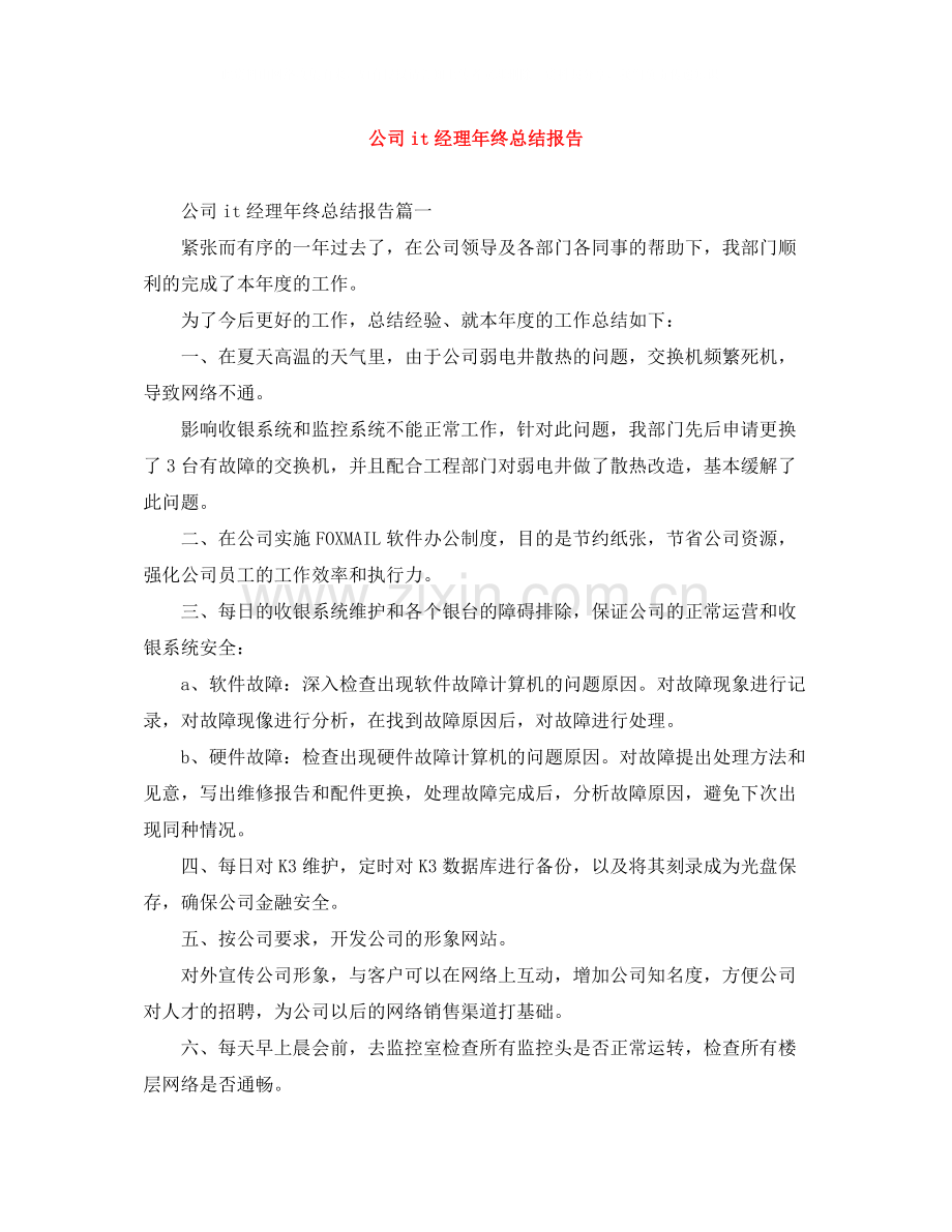 公司it经理年终总结报告.docx_第1页