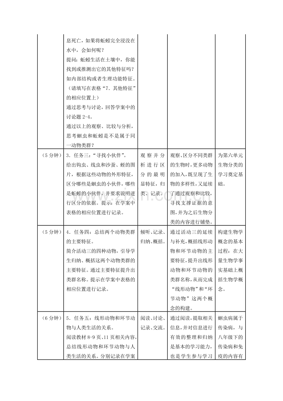 八年级生物上册 5.1.2 线形动物和环节动物教学设计 （新版）新人教版-（新版）新人教版初中八年级上册生物教案.doc_第3页