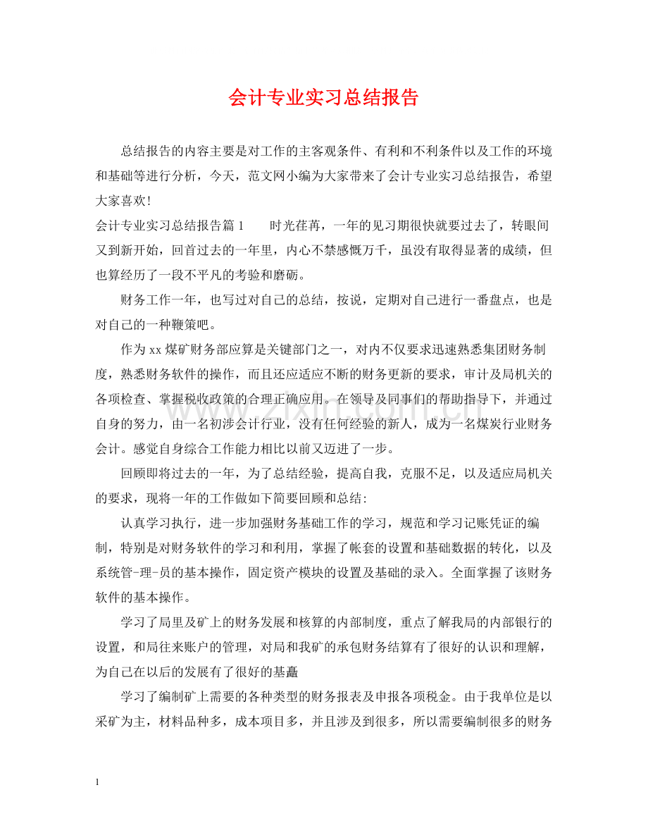 会计专业实习总结报告.docx_第1页