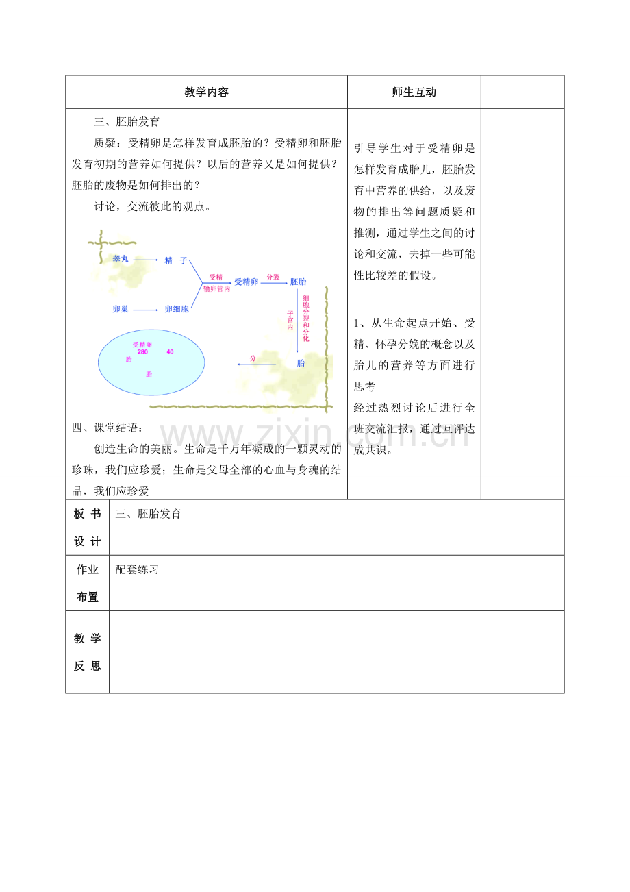 甘肃省武威第十一中学七年级生物下册《第四单元 第一章 第二节 人的生殖》教案2新人教版.doc_第2页