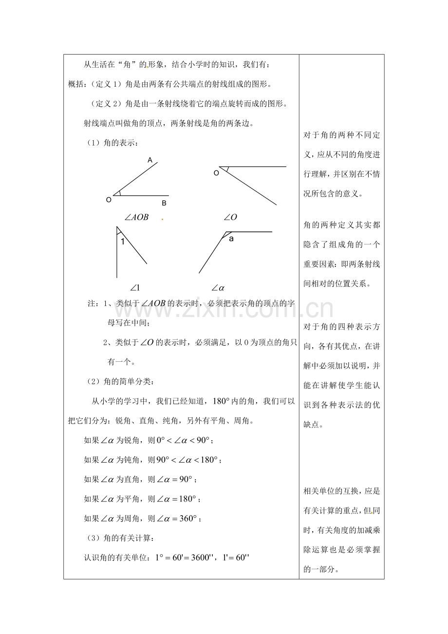 河南省洛阳市下峪镇初级中学七年级数学《角》教案.doc_第2页