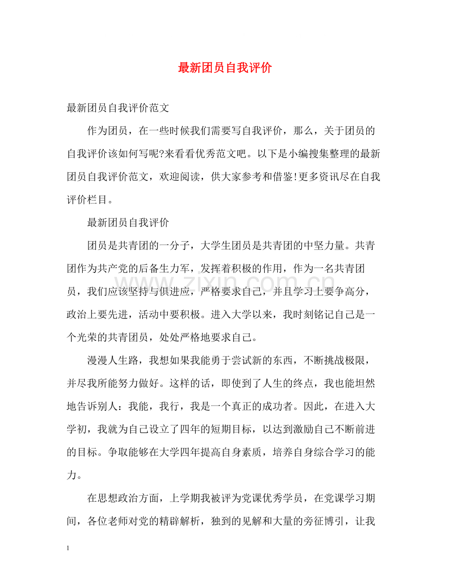 团员自我评价3.docx_第1页