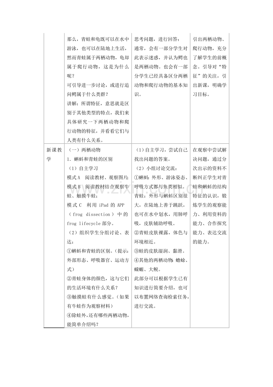 八年级生物上册 5.1.5 两栖动物和爬行动物教学设计 （新版）新人教版-（新版）新人教版初中八年级上册生物教案.doc_第2页