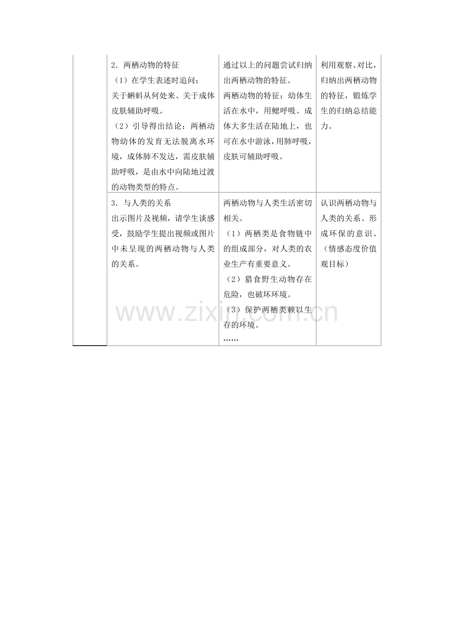 八年级生物上册 5.1.5 两栖动物和爬行动物教学设计 （新版）新人教版-（新版）新人教版初中八年级上册生物教案.doc_第3页