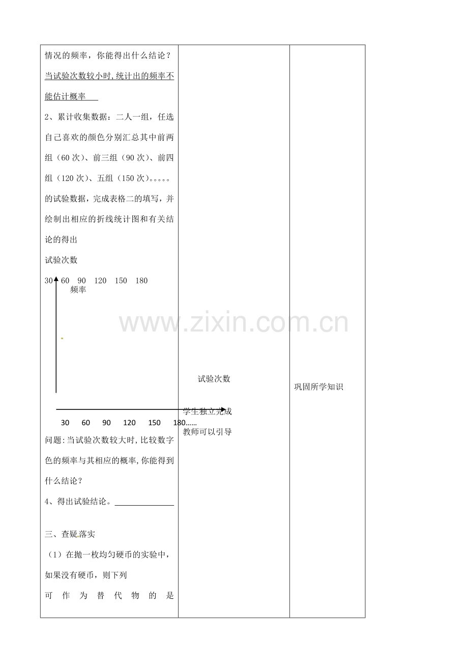 吉林省四平市第十七中学九年级数学上册《25.3.1 用频数估计概率》教学设计 新人教版.doc_第3页