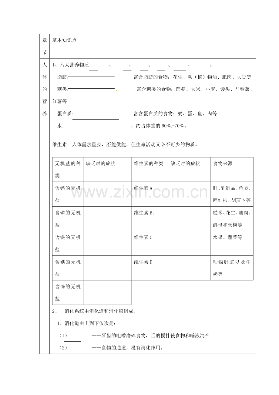 山东省临沭县第三初级中学七年级生物上册 生物圈中的人复习教学设计 新人教版.doc_第3页