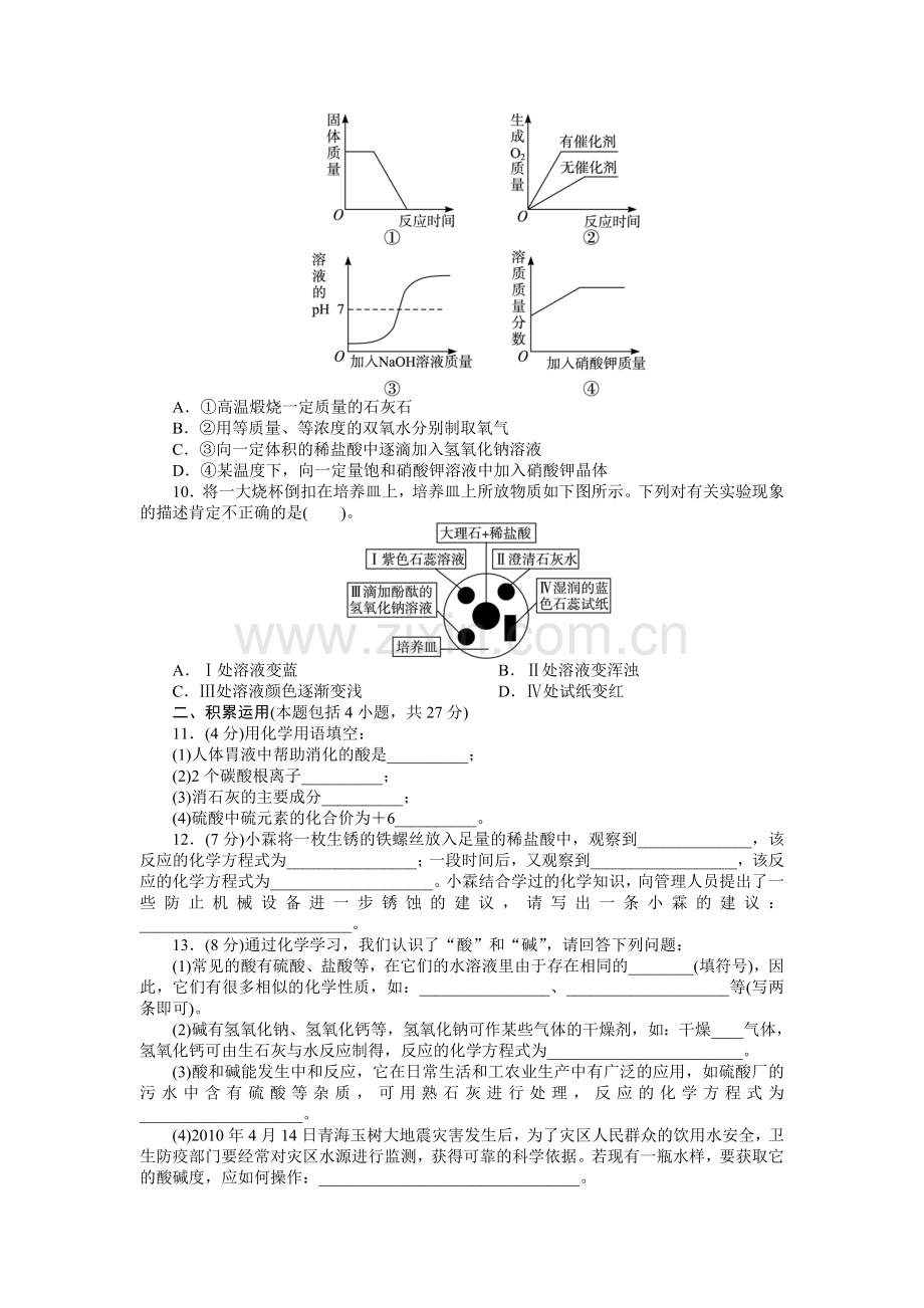 化学人教九年级下第10单元 酸和碱 单元检测.doc_第2页