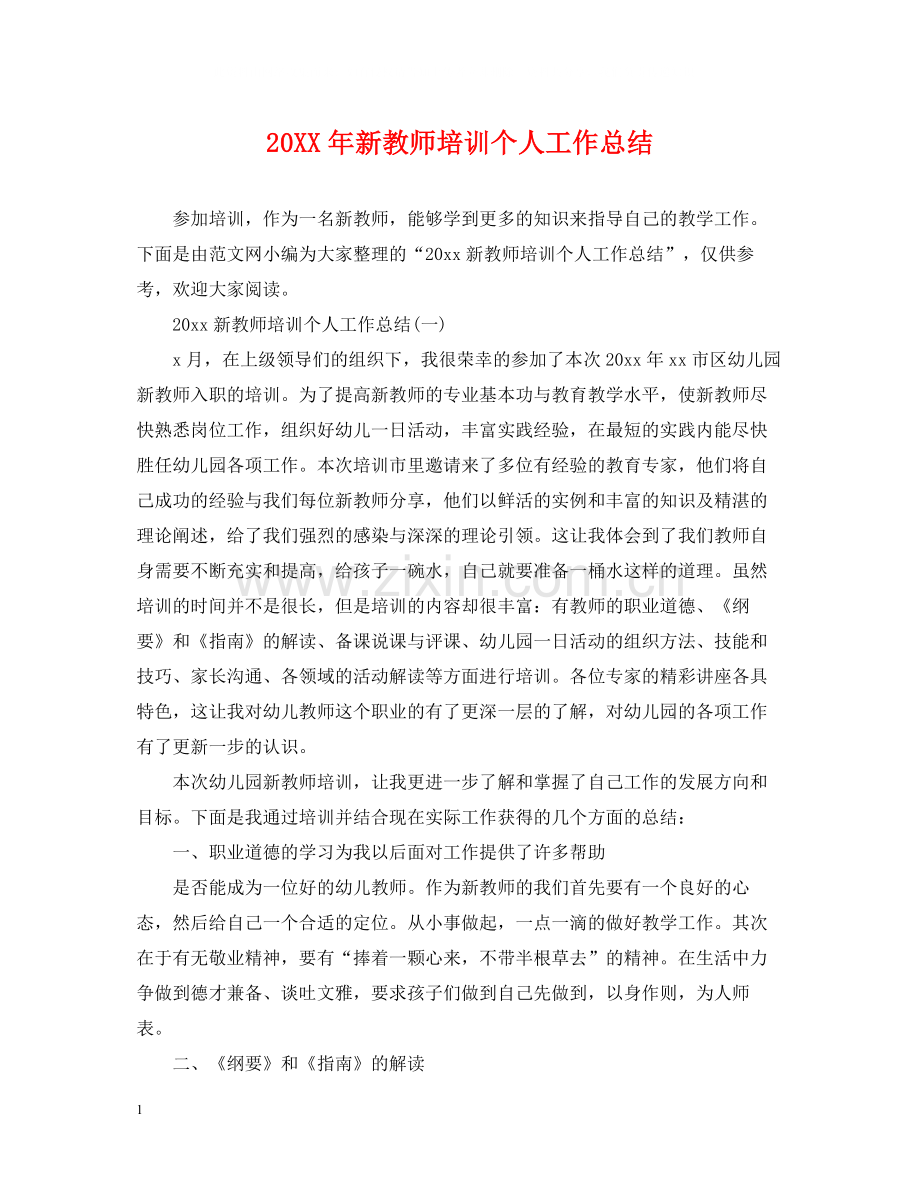 新教师培训个人工作总结.docx_第1页