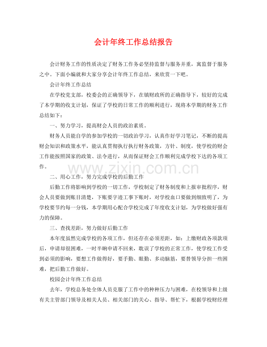 会计年终工作总结报告 .docx_第1页