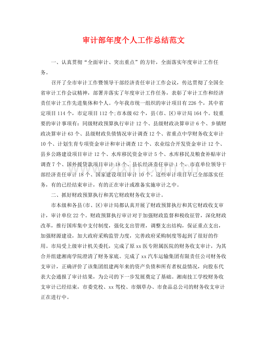 审计部年度个人工作总结范文 .docx_第1页