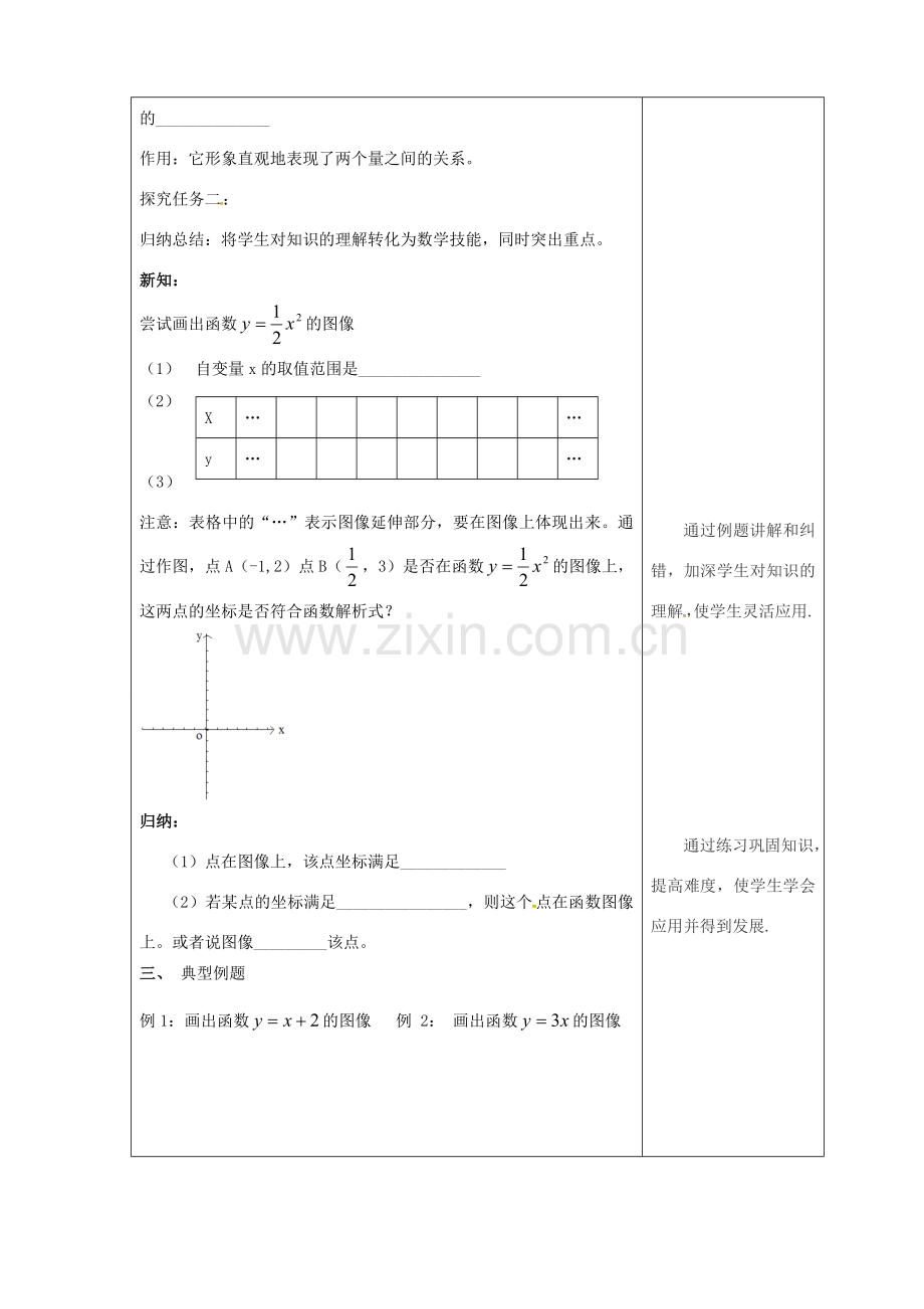 吉林省长春市双阳区八年级数学下册 17 函数及其图象 17.2 函数的图像 17.2.2 函数的图象教案 （新版）华东师大版-（新版）华东师大版初中八年级下册数学教案.doc_第2页