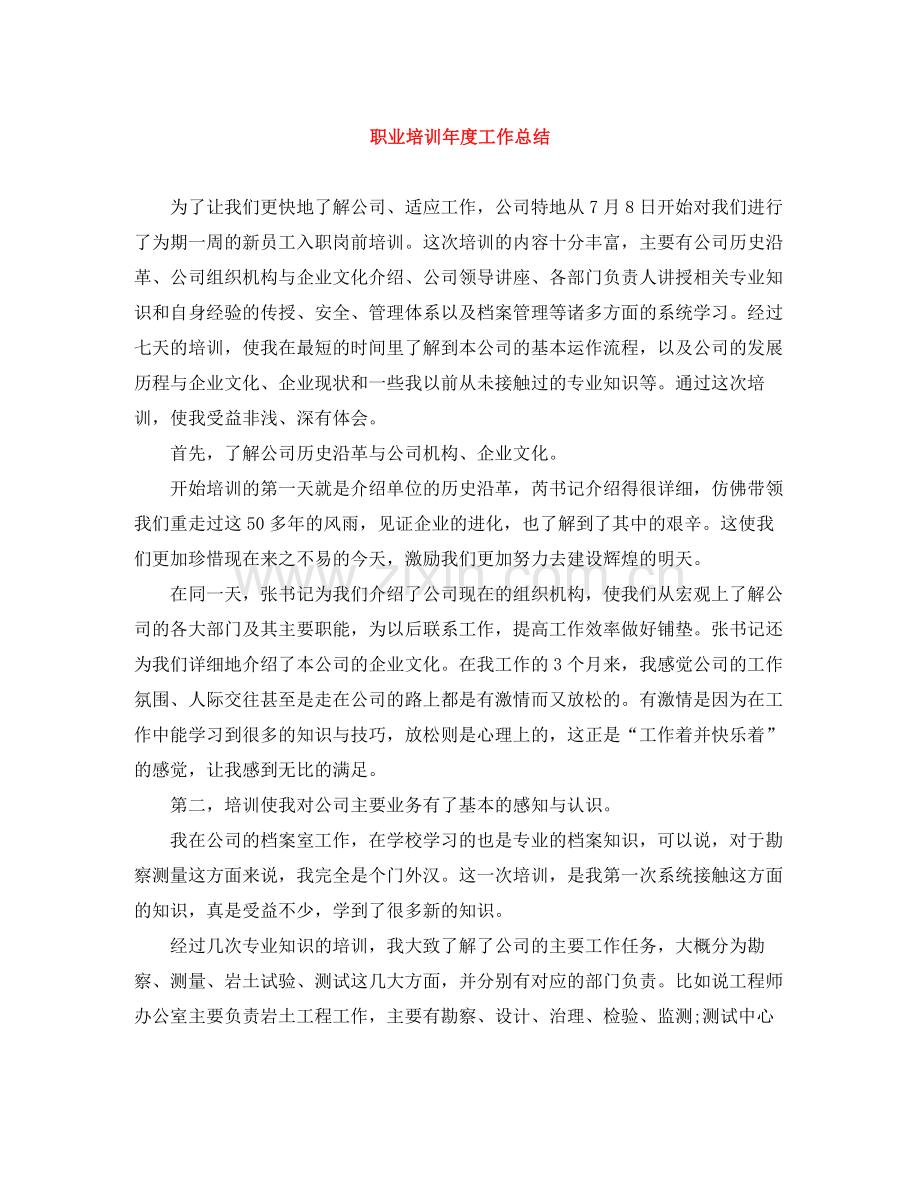 职业培训年度工作总结.docx_第1页