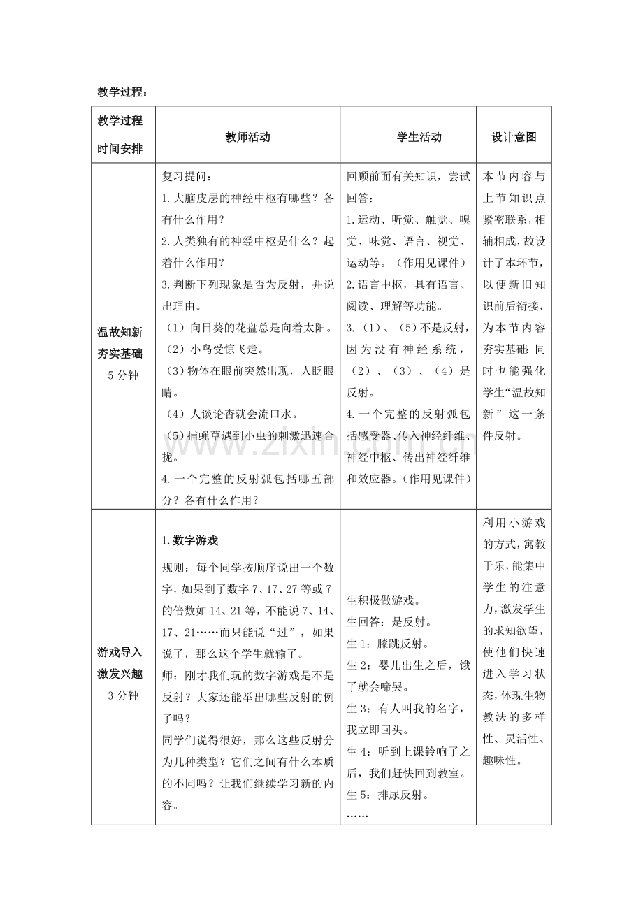 春七年级生物下册 3.5.3 神经调节的基本方式教案（2）（新版）济南版-（新版）济南版初中七年级下册生物教案.doc_第2页