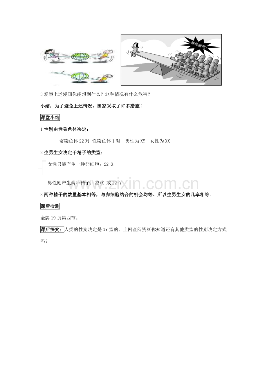 八年级生物下册 人的性别遗传教案 人教新课标版.doc_第3页