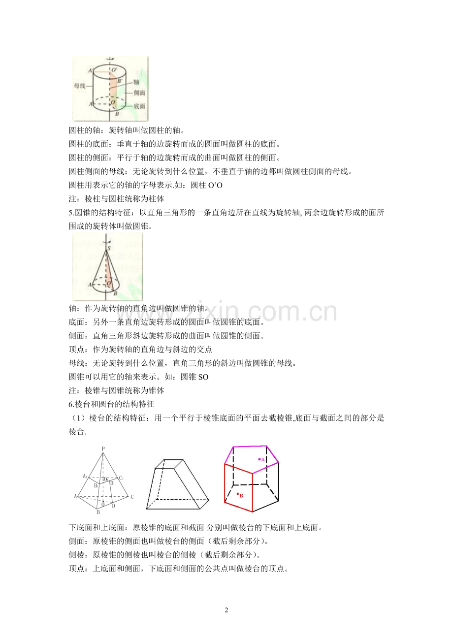 高中数学必修二--空间几何体知识点.doc_第2页