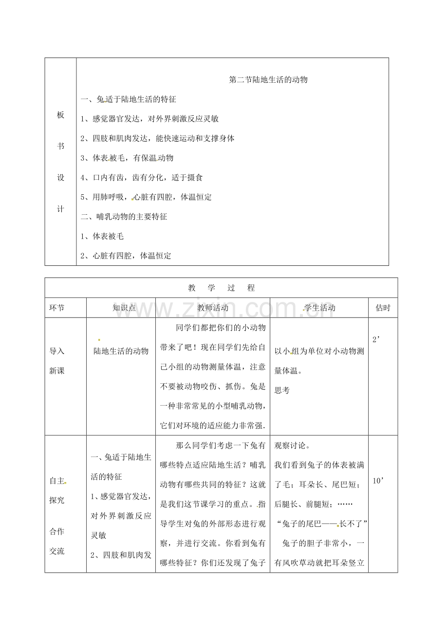 山东省临沭县第三初级中学八年级生物上册 陆地生活的动物（第3课时）教案 新人教版.doc_第2页