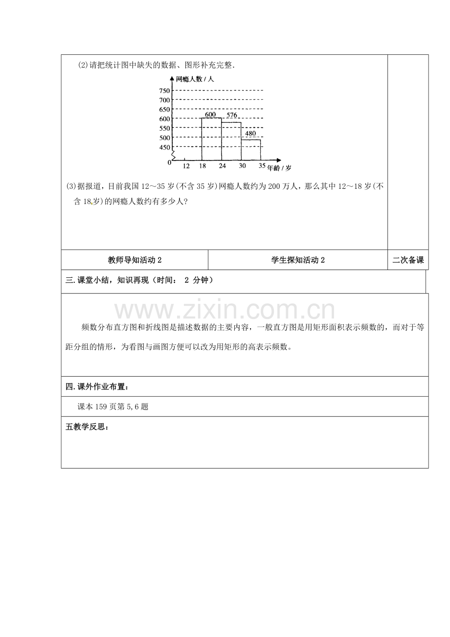 重庆市永川区第五中学校七年级数学下册 10.2 直方图练习教案 （新版）新人教版.doc_第3页