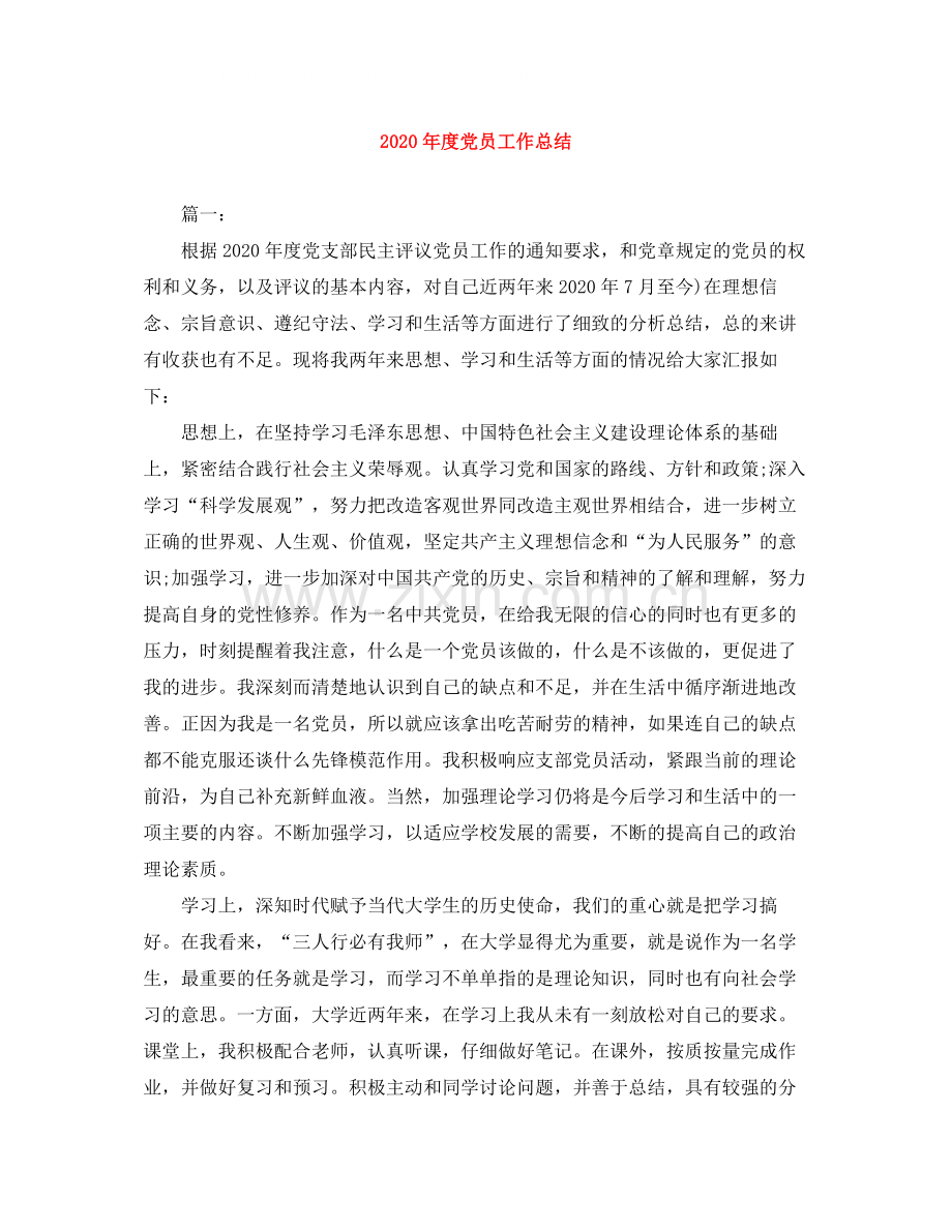 2020年度党员工作总结.docx_第1页