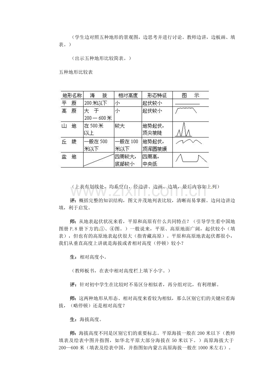 江苏省大丰市万盈第二中学八年级地理上册 第一节 地形教案 新人教版.doc_第2页