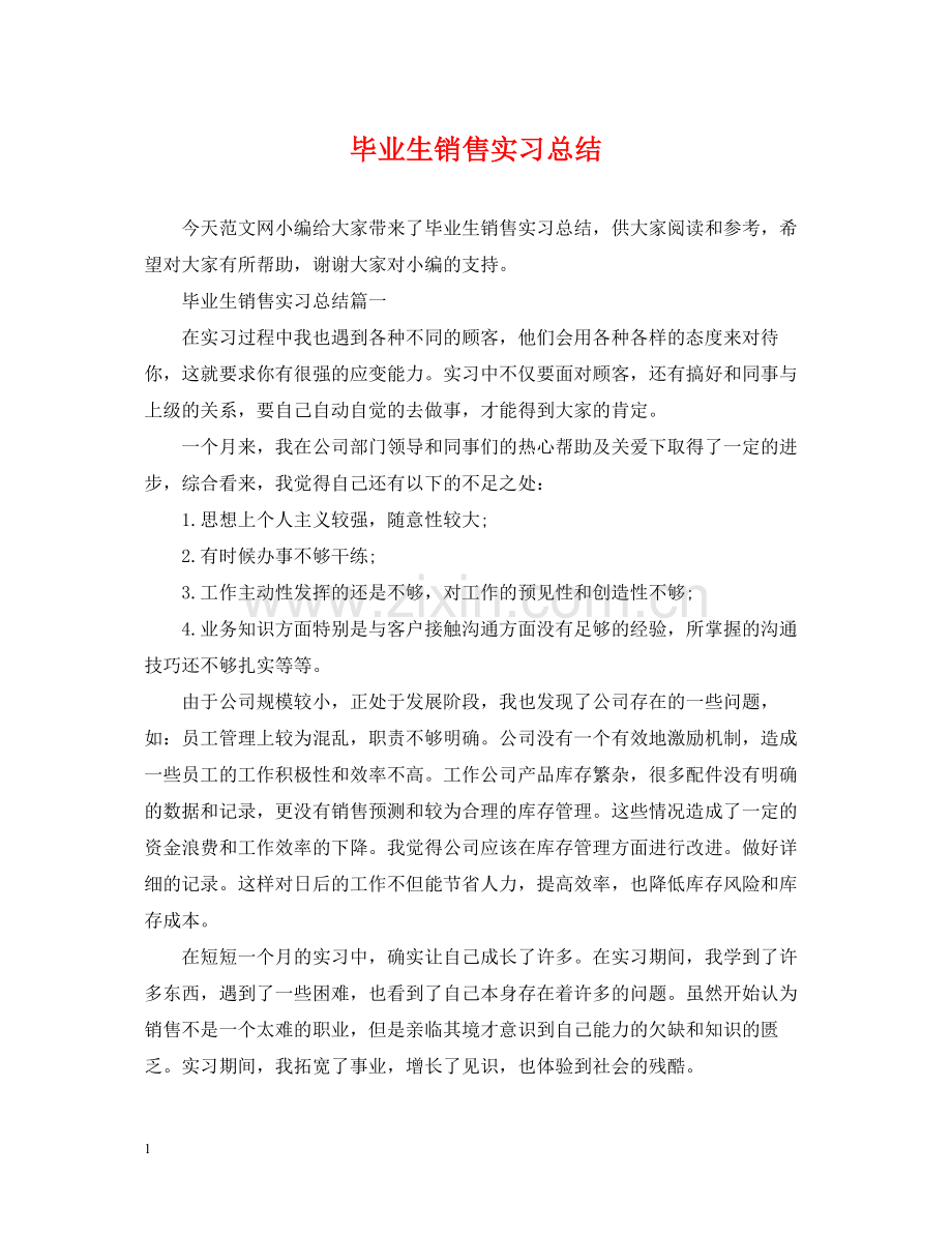 毕业生销售实习总结.docx_第1页