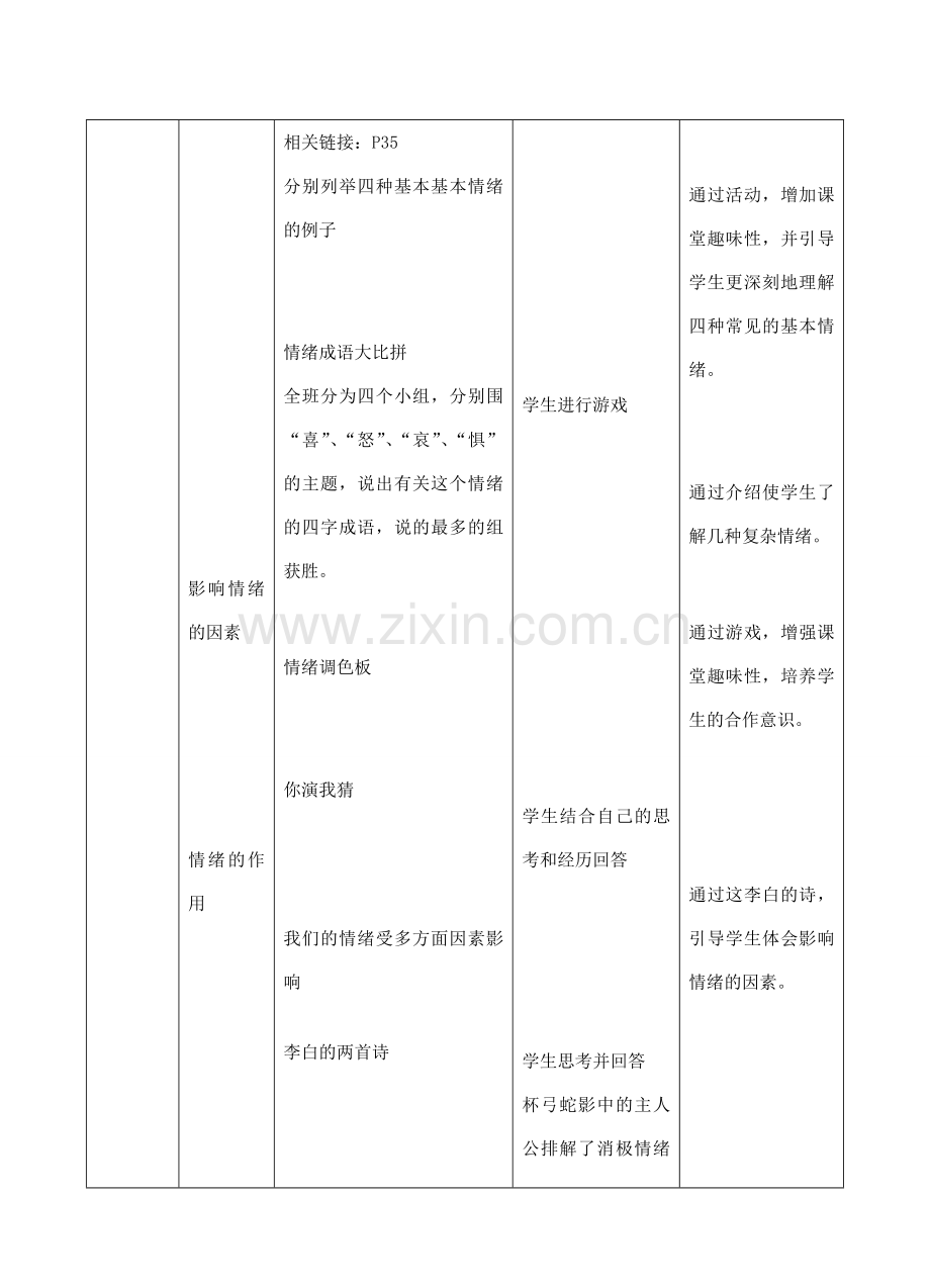 （秋季版）七年级道德与法治下册 第二单元 做情绪情感的主人 第四课 揭开情绪的面纱 第1框 青春的情绪教学设计 新人教版-新人教版初中七年级下册政治教案.doc_第3页